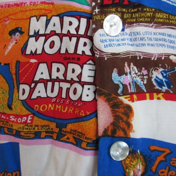 RARE Bespoke Shirt with Marilyn Monroe Brigitte Bardot French Movie Titles Sz M - Picture 10 of 15